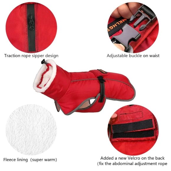 Dog vest lined waterproof windproof coat - Picture 3 of 6